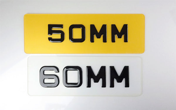 Metro Font Gel Gloss Number Plate Digits - 50mm Small