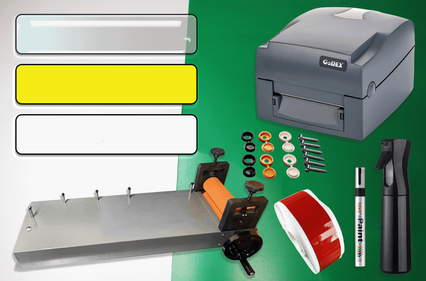 Complete Number Plate Printer Startup Kit with 25 Pairs, Roller and Accessories